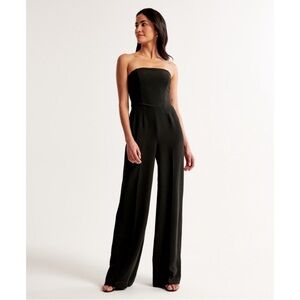 Abercrombie & Fitch Black Wide Leg Crepe Jumpsuit
